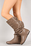 Slouchy Mid Calf Flat Boot