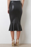Leatherette Peplum Hem Skirt