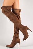 Faux Suede Stiletto Thigh High Boot