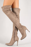 Faux Suede Stiletto Thigh High Boot