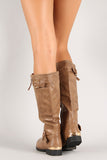 Buckle Zipper Trim Riding Knee High Boot