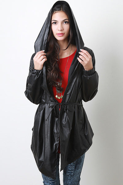 Leatherette Hoodie Jacket