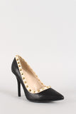 Wild Diva Lounge Leatherette Pyramid Studded Pointy Toe Pump