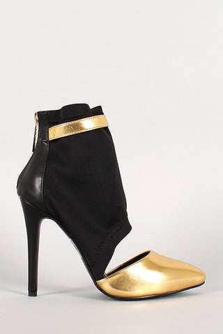 Liliana Two Tone Spandex Asymetrical Cuff Pointy Toe Pump