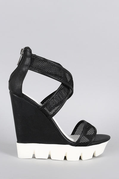 Bamboo Mesh Lug Sole Platform Wedge