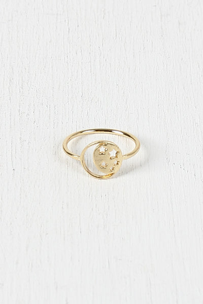 Moon and Stars Emblem Ring