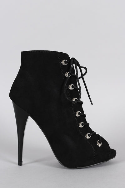 Qupid Corseting Peep Toe Bootie