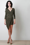 Asymmetrical Surplice Wrapped Mini Dress