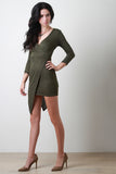 Asymmetrical Surplice Wrapped Mini Dress