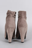 Bamboo Suede Slouchy Round Toe Platform Heeled Booties