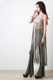 Suede Falling Fringe Maxi Top