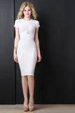 Casual Ribbed Short Sleeves Midi Dress