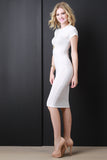 Casual Ribbed Short Sleeves Midi Dress