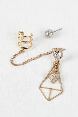 Ear Cuff and Geometric Earrings