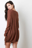 Suede Fringe Long Sleeves Sweater Dress