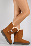 Bamboo Faux Sheepskin Suede Gem Mid Calf Boot