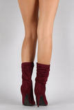 Anne Michelle Suede Slouchy Pointy Toe Mid Calf Boots