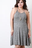 Melange Ribbed Knit Sleeveless Skater Dress