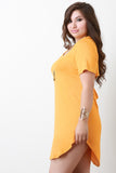 Jersey Knit Open Back Short Sleeves Tunic T-Shirt Dress