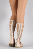 Soda Studded Fringe Studded Gladiator Flat Sandals