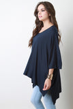 Oversized Drape Dolman Sleeves High Low Top