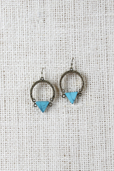 Textured Triangle Stone Earrings