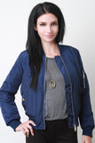 Zipped Up Bomber Puffer Jacket