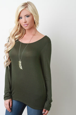 Drape Back Long Sleeved Top