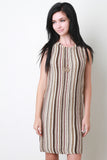 Retro Vertical Striped Knitted Dress