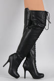 Dollhouse Almond Toe Lace Up Stiletto Over-The-Knee Boots