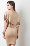 Fringe Cape Vegan Suede Dress