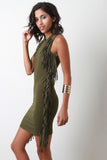 Suede Fringe Side Dress