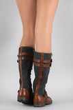 Bamboo Vintage Buckled Lace Up Wool Boots