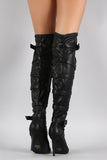 Pointy Toe Buckled Straps Stiletto Over-The-Knee Boots