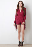 Fringe Sleeves Vegan Suede Romper