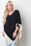 Two-Tone Thick Knit Poncho