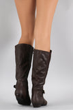 Elastic Gore Round Toe Riding Knee High Boots