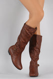 Elastic Gore Round Toe Riding Knee High Boots