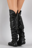 Bamboo O-Ring Cuff Slouchy Over-The-Knee Boots