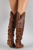 Bamboo O-Ring Cuff Slouchy Over-The-Knee Boots