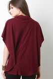 Ribbed Knit Cowl Neck Poncho Top