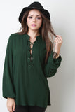 Crepe Chiffon Lace Up Blouse