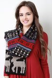 Loop Knit Reindeer Fair Isle Scarf