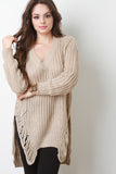 Distress Fray Knitted Sweater