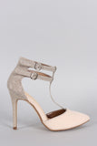 Jenni Rivera Glitter T-Strap Pointy Toe Pump