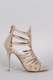 Anne Michelle Glitter Strappy Rhinestone Stiletto Heel