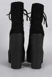 Bamboo Shearling Cuff Combat Lug Platform Booties