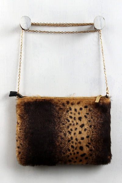 Cheetah Faux Fur Clutch