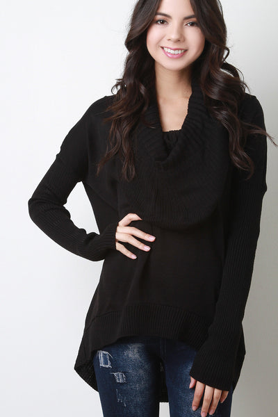 Oversized Cowl Neck Knit Sweater