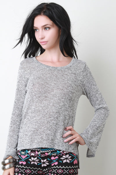 Marled Knit Bell Sleeve Top